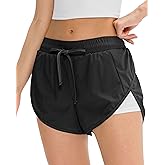 GADIEMKENSD Womens Athletic Running Shorts, Quick Dry High Split Elastic Liner for Yoga Gym Workout