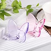 CNCRMEM 2pcs Crystal Butterfly Figurine,Butterfly Collectibles Glass Art Glass Animals Crystal Wedding Decortion for Home Butterfly Gifts for Women(Purple+Pink)
