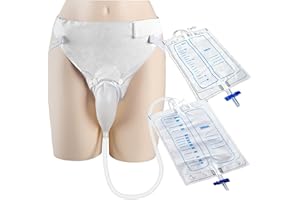 YOOGUSTO Wearable Urinal Collector with Reusable Silicone Urine Catheter Bag (2000ml & 1000ml), Portable External Catheter Urine Bag for Elderly Men White