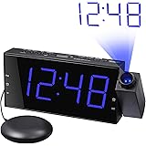 Digital Alarm Clock with Bed Shaker, Projection Alarm Clock for Bedroom, Vibrating Alarm Clock for Heavy Sleeper Hearing Impa
