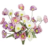 CITYES 6 Pcs Poppies Flowers Artificial Poppy Silk Flowers with Stem Faux Poppies Artificial Flower Bulk Fake Flowers Bouquet for Wedding Home Party Table Centerpiece Arrangement Cemetery Indoor Decor