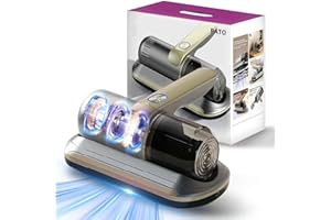 PATO Mattress Vacuum Cleaner, Wireless Handheld Bed Vacuum Cleaner with UV-C Light, HEPA Filter and Ultrasonic Vibration, 12KPa, Suitable for Beds, Sofas, Car Seats, Carpets (Golden)