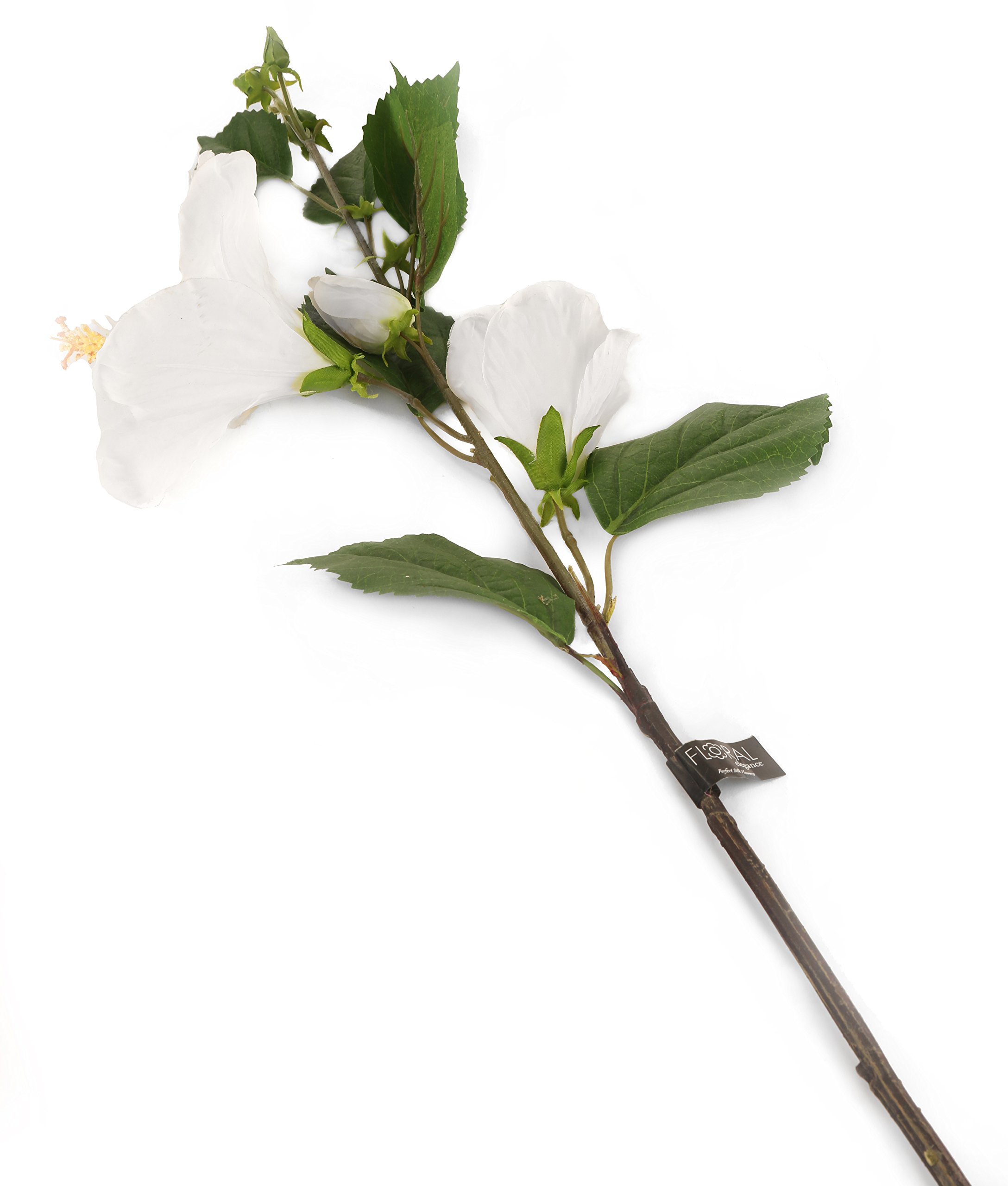 Floral Elegance Artificial 92cm Single Stem White Hibiscus Flowers x 12