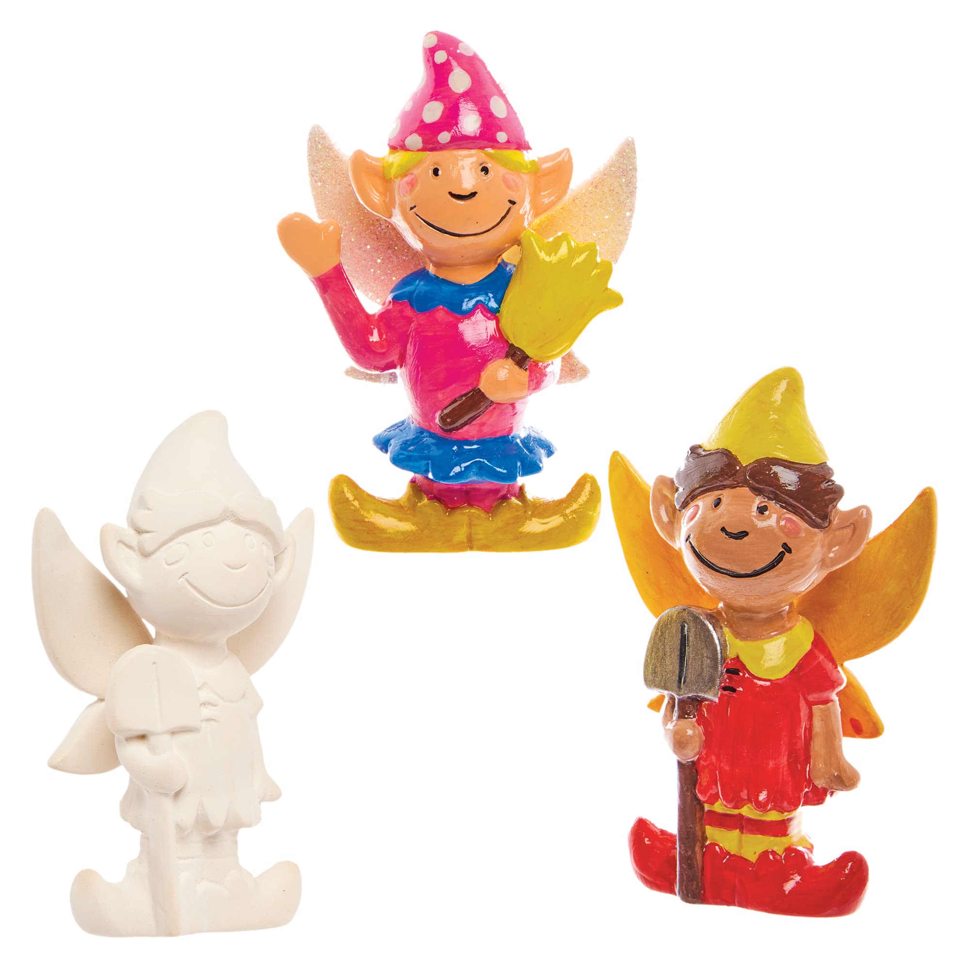 Baker Ross FX589 Ceramic Garden Pixies - Box of 4 - Ceramic Model Painting for Kids