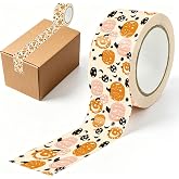 Whaline 109 Yard Fall Packing Tape Pink Orange Star Pumpkin Decorative Sticky Wrapping Tape for Autumn Harvest Thanksgiving DIY Crafts Small Business Sealing Gift Boxes Mail Boxes