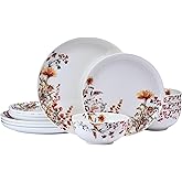 Mikasa Wildflower Bliss 12 Piece Floral Bone China Durable Chip Resistant Lightweight Dinnerware Set, Service for 4