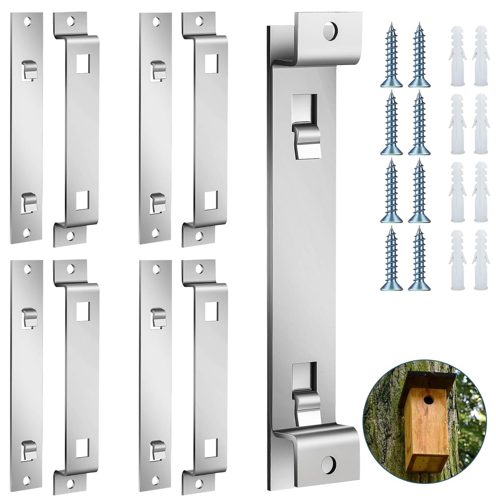 Lxoraziy 4 Sets of Bird House Brackets, Bird House Mounting Accessories for Feeders, Stable Rust Proof Galvanized Steel Bird House with Screws, for Securing Bird Houses Nesting Boxes