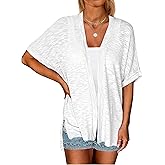 Yekaty Lightweight Cardigans for Women Casual Summer Short Sleeve Cardigan Open Front Beach Coverups 2026