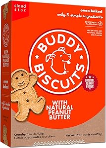 Buddy Biscuits Crunchy Dog Treats, Peanut Butter, 16 oz. Box