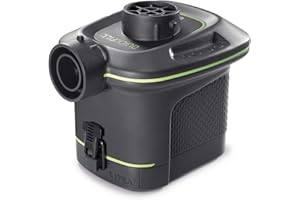 INTEX 66638E QuickFill Battery Pump: Inflates and Deflates Air Mattresses, Kayaks, Boats – Includes 3 Interrconnecting Nozzle