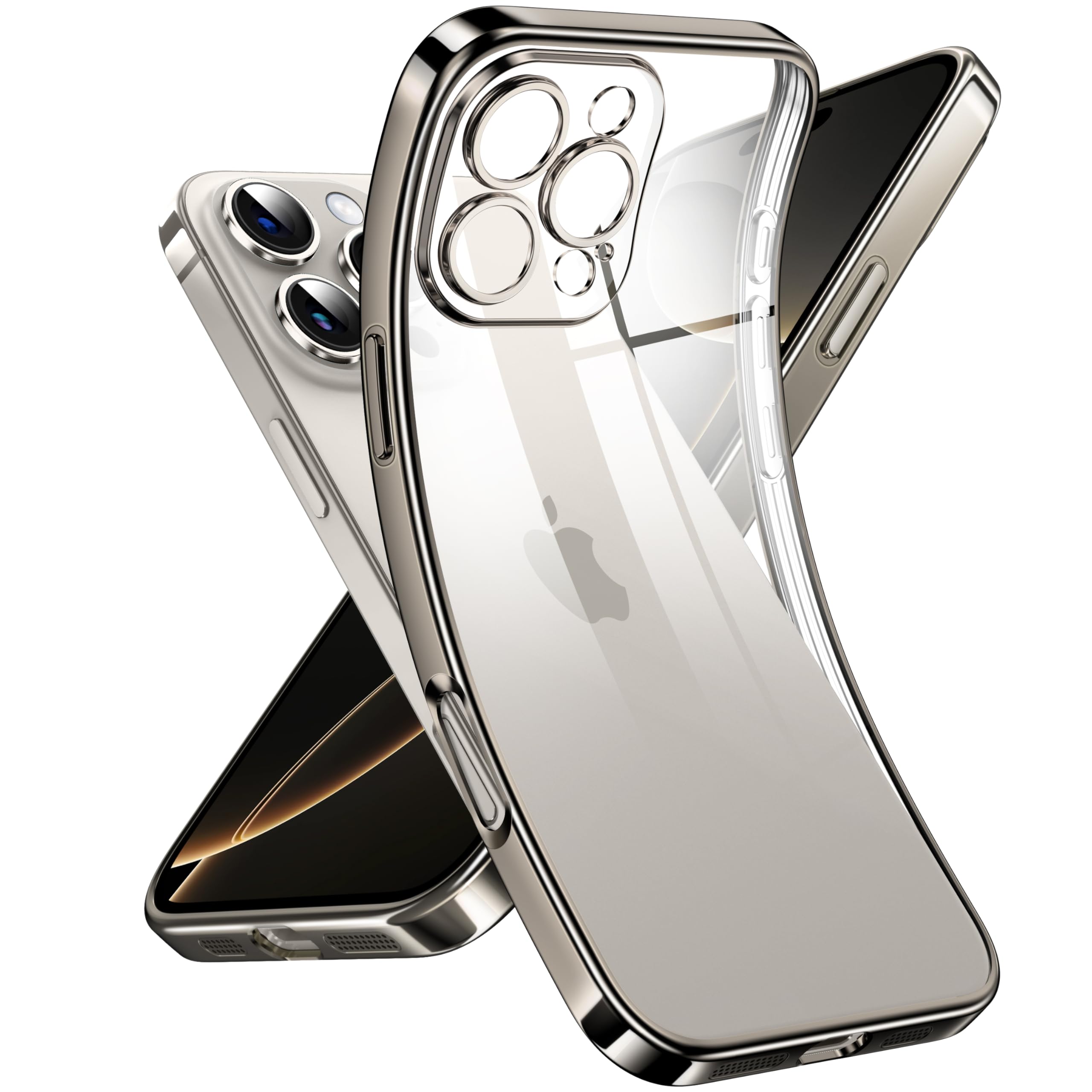 Supdeal Crystal Clear Case for iPhone 16 Pro, [Never Yellow] [Camera Protection], Thin Slim Fit Transparent Soft Silicone Phone Protective Case Cover, 6.3 Inch, Gray