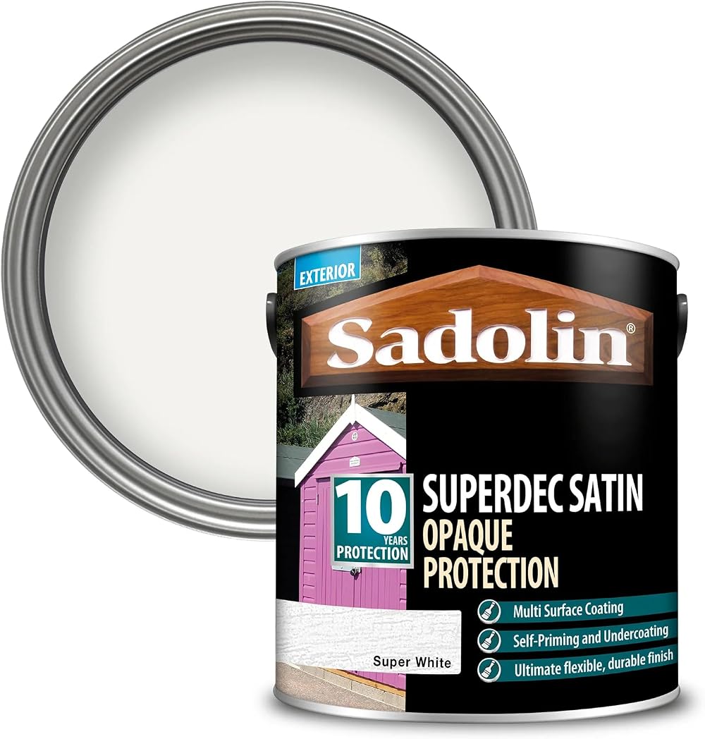 Sadolin Superdec Opaque Wood Protection 1L Super White Satin Exterior