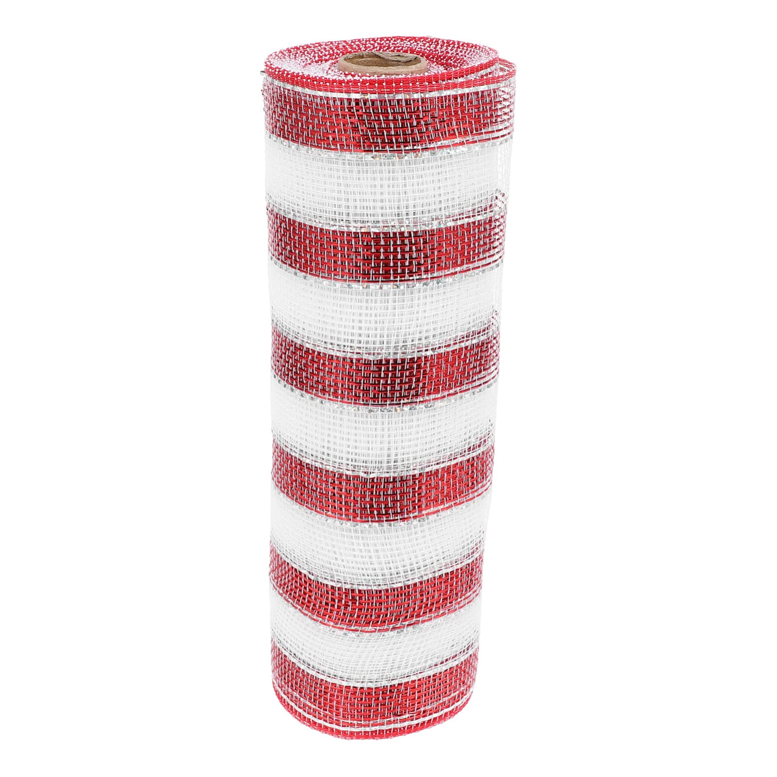 HEALLILY Red and White Mesh Ribbon, 900cm Metallic Wide Christmas Ribbon for DIY Wreath Christmas Tree Decor, Red & White Wrapping Mesh for Holiday Party, 26cm Width