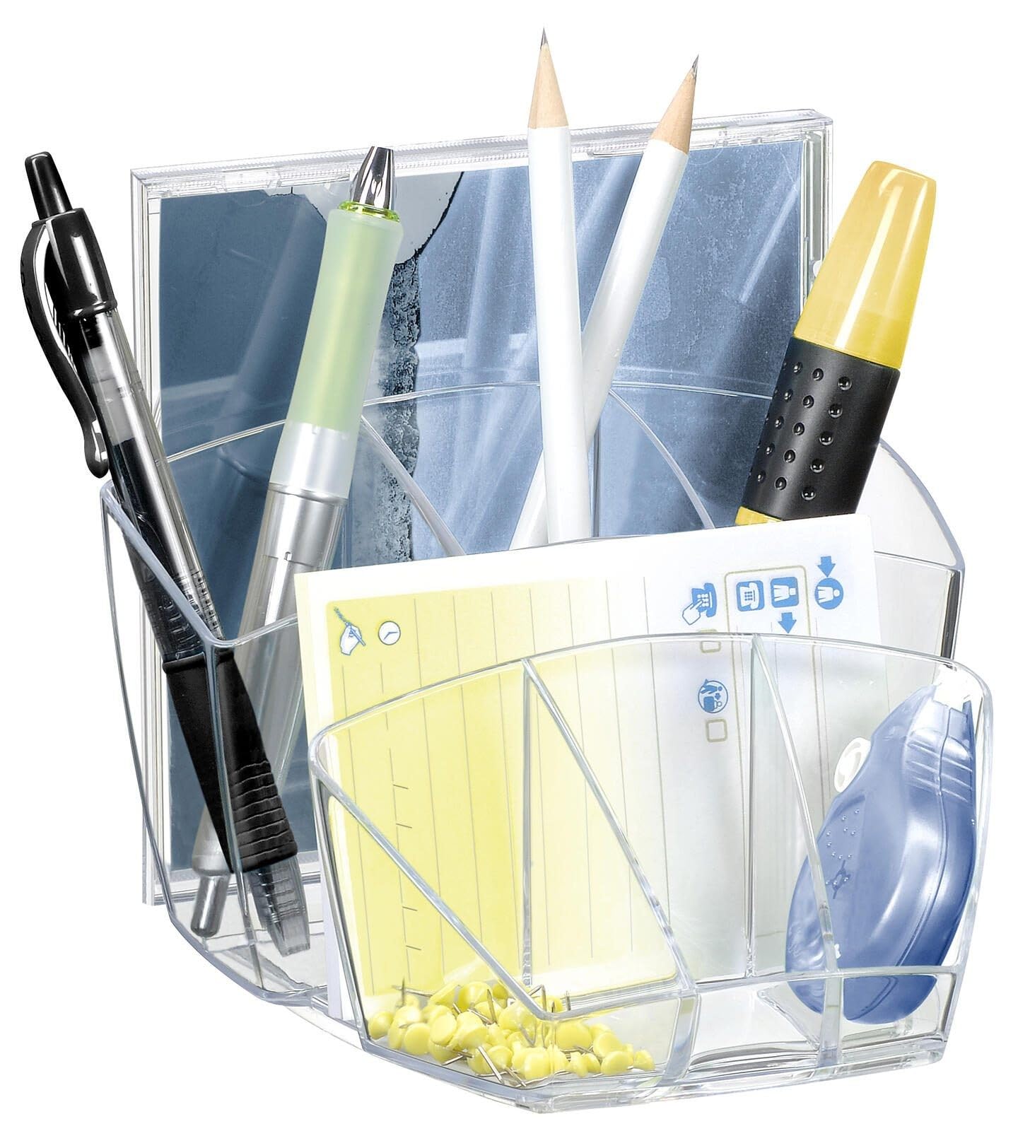 CEP Desktop Organiser for 40 Pens 5 highlighters 3CDs and 3 Extra Compartments Crystal Ref 580 cristal