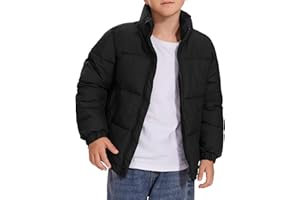 Rousytn Boys Girls Puffer Jacket Kids Midweight Quilted Insulated Winter Coat Water and Wind Resistant Winter Jacket