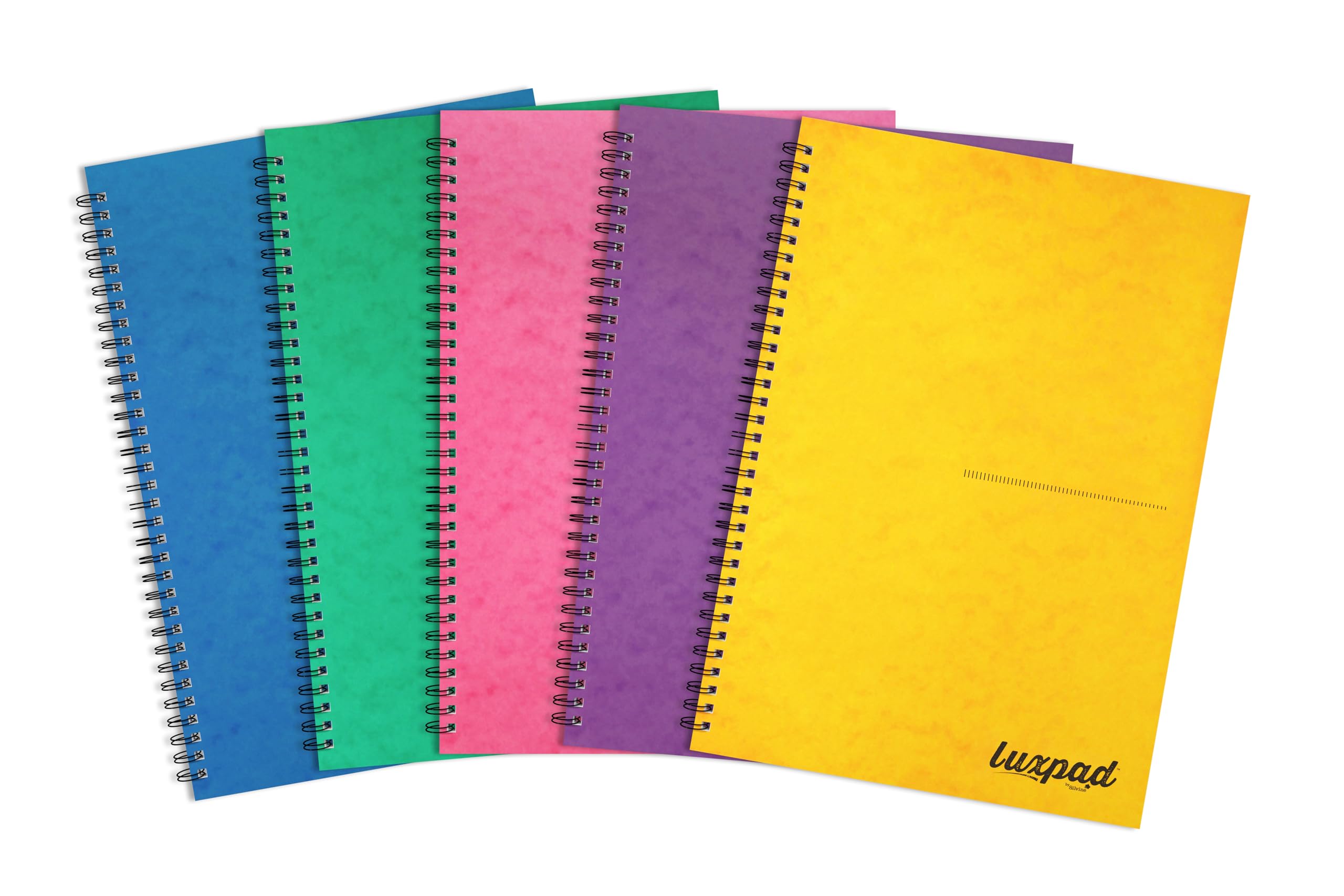 Luxpad 120 Page A4 FSC Wirebound Notebook with Durable Pressboard Covers [Assorted Pack of 5]