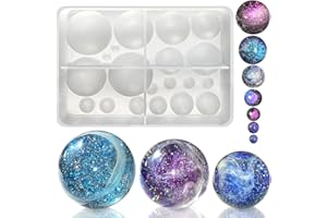 RESINWORLD 20-Cavity Sphere Molds for Resin, Round Ball Resin Mold, Silicone Orbs Mold for Jewellery Making