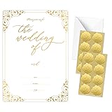 Labulak 20 PCS Gold Wedding Invitation Cards with