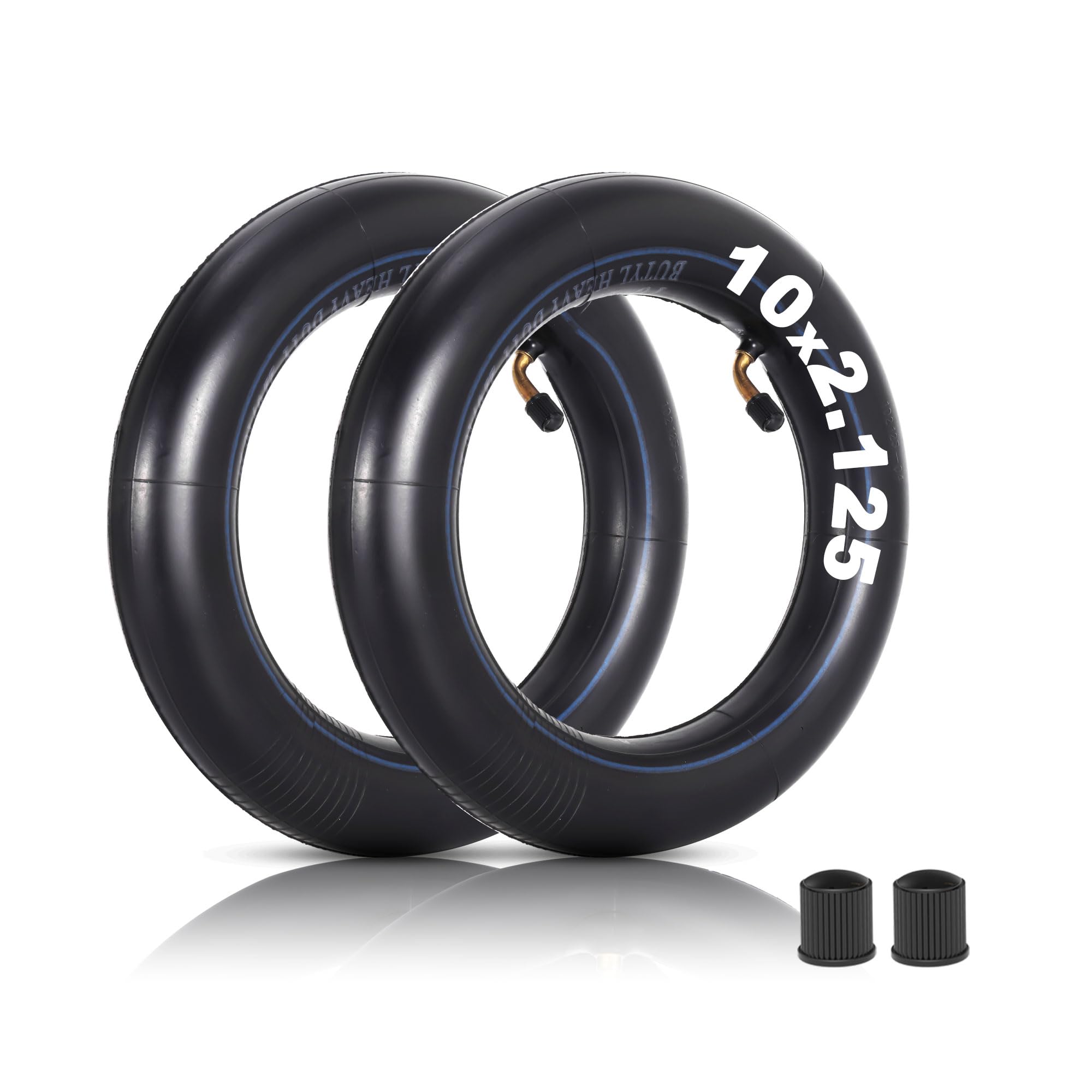 RUTU 2-Pack Heavy-Duty 10 x 2.125 Replacement Inner Tube with 45° Valve for Self Balancing Electric Scooter Roadster Tricycle Stroller Kids Bike Baby Jogger Drift Board