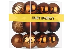 GAMEXCEL Bronze 2.5" Christmas Balls Christmas Tree Decoration Ornaments Shatterproof Hanging Balls for Birthday Halloween Holiday Wedding Decorations Set of 18pcs Brown Christmas Ornaments