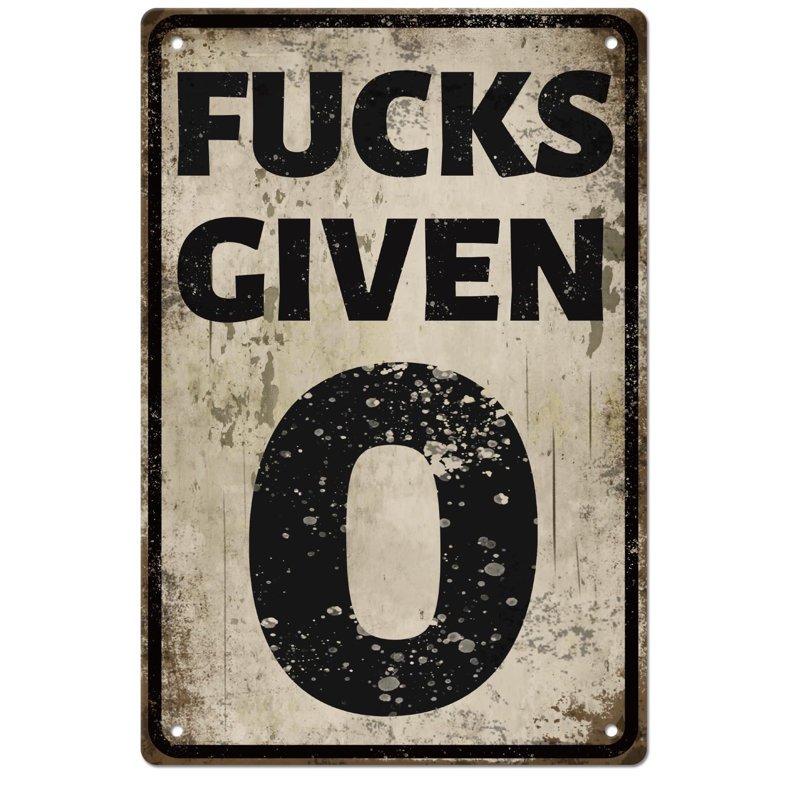 GLOBLELAND 0 Fucks Given Retro Metal Sign Parody Speed Limit Sign 8x12" Funny Signs For Man Cave Vintage Metal Tin Sign For Bedroom