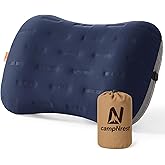 Inflatable Camping Pillow - Ultralight Compact Air Pillow for Travel, Backpacking & Hiking - Ergonomic Neck & Lumbar Support - Portable Inflatable Pillow with Removable Washable Cover - (Navy Blue)