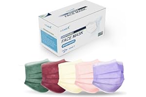 FriCARE Disposable Face Masks, 3-Ply ASTM Level 3 Medical Grade, FSA/HSA Eligible, Breathable & Comfortable for Allergy/Sun Protection, 50 Pack Berry Orchard