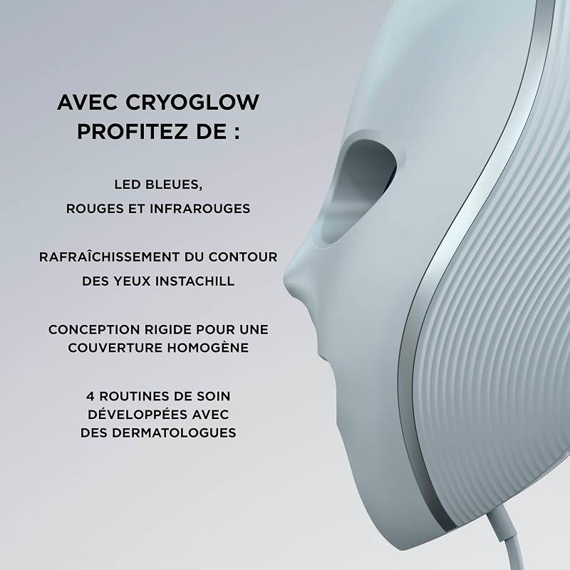 CryoGlow Masque LED Rouge et Bleue, Luminothérapie Infrarouge, Bleu