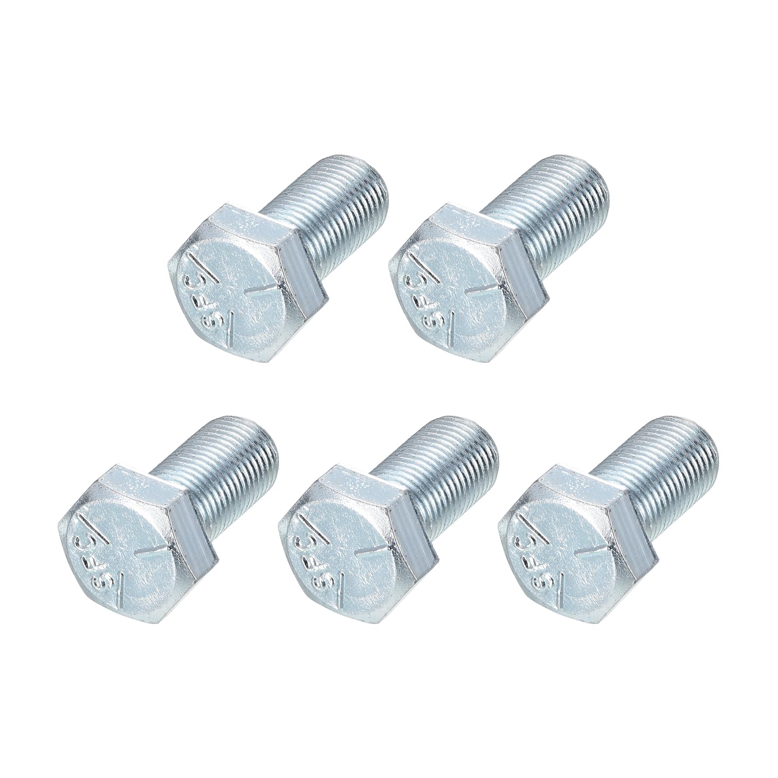 METALLIXITY Hex Bolts (1/2-20x1") 5Pcs, Carbon Steel Zinc Plated Fully Threaded, UNF Fine Thread Hex Head Screw Bolt - for Furniture Repair, Silver — image 1