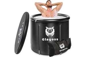 GLAGOSS Large Cold Plunge Tub Safe Healthy Environmentally Friendly Materials Freestanding Icebath Barrel for Muscle Relax Therapy Recovery Cold Water Training. Portable Indoor Outdoor Ice Bathtub