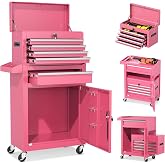 INTERGREAT 5 Drawer Tool Chest with Wheels, Rolling Tool Chest with Enhanced Packaging, Tool Storage Organizer Cabinets with Lock&amp;Key for Garage, Workshop (Pink)