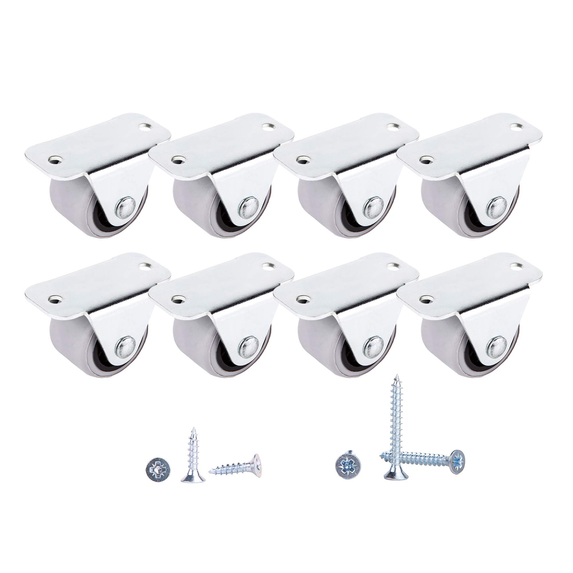 (Pack of 8) 30 mm Small Wheel Castors Rubber Casters Castors For Furniture Non-Swivel Small Wheels Non-Plastic Appliance & Equipment Small Wheel Castors Screws Included (8, ⌀30mm / 40kg)