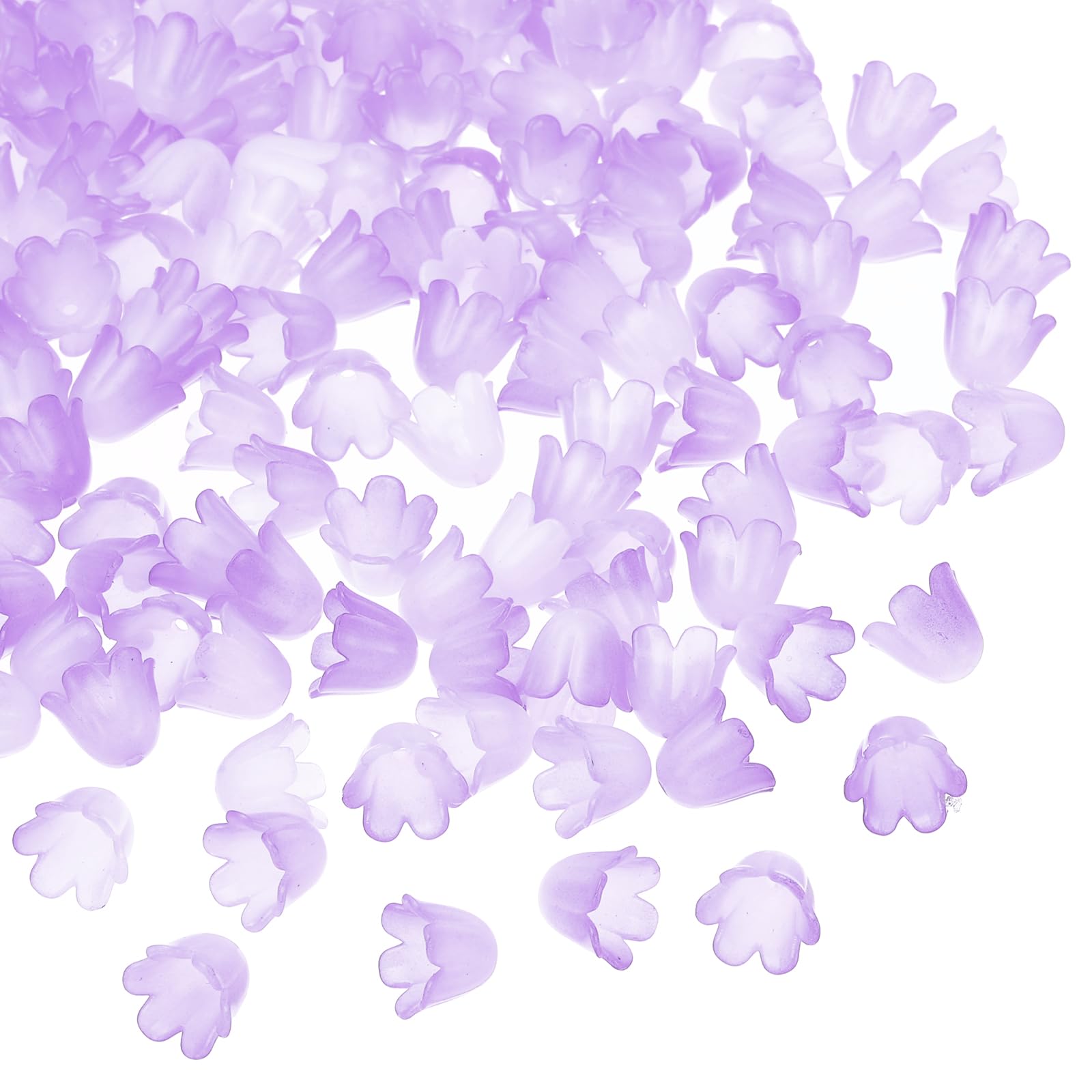 PATIKIL 10x8x1.5mm Frosted Flower Beads, 500Pcs Acrylic Flower Bead Caps for DIY Crafts, Lilac Purple