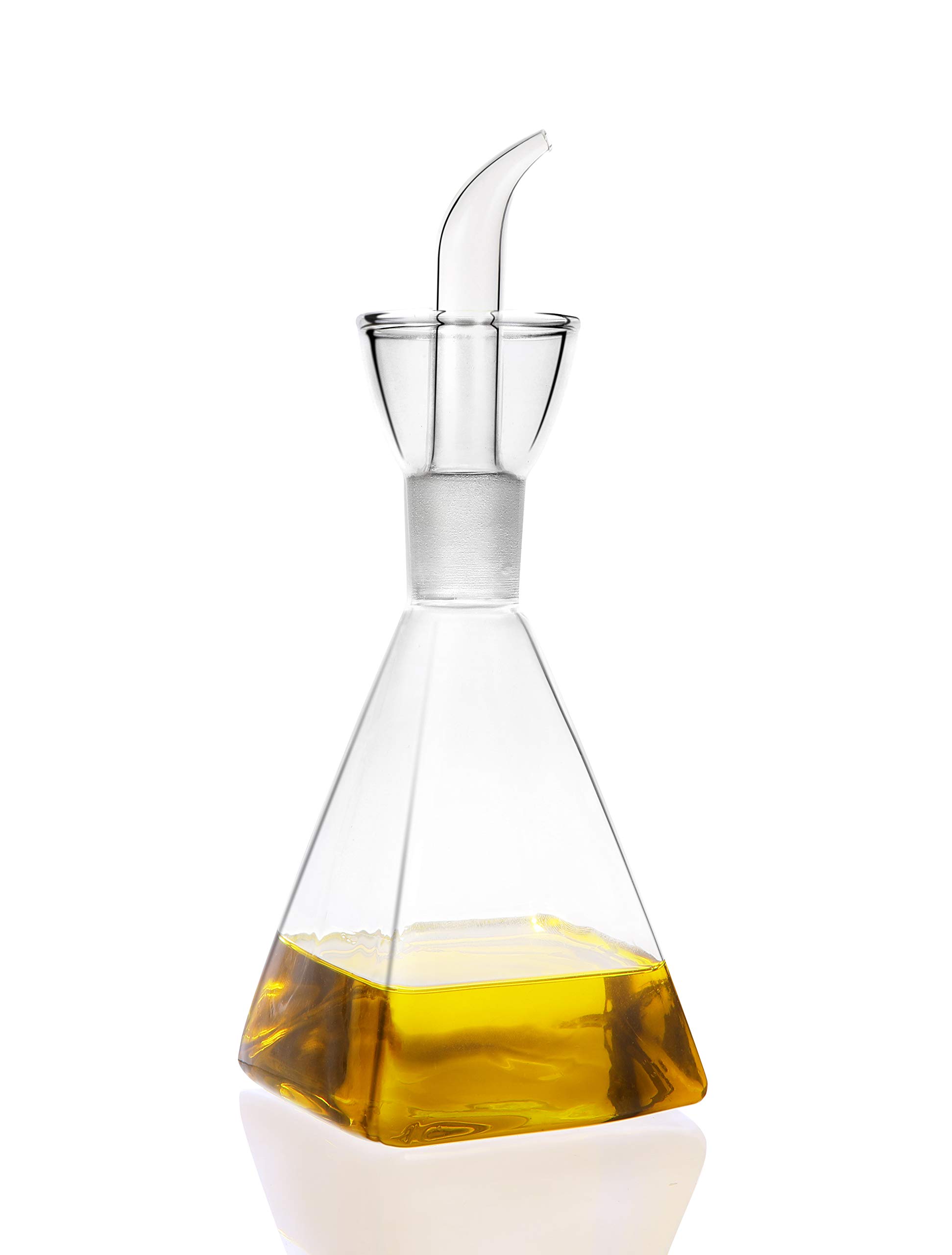 HAIZEEN 250ml/9oz Clear Glass Olive Oil Dispenser Bottle-Oil and Vinegar Cruet with Pourers and NO Funnel Needed Olive Oil Carafe Decanter for Kitchen and BBQ