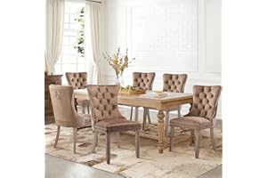 SoarFlash Velvet Dining Chairs Set of 6, Tall Back Side Chair, Modern Upholstered High-end Tufted Side Chair with Button Back
