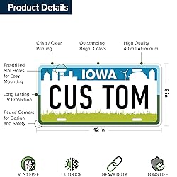 Custom Iowa License Plate, Personalized License