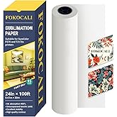 FOKOCALI 95gsm 24in x 100ft Dye Sublimation Paper for SureColor F570 Printer, Fast Dry Dye-Sublimation Paper Roll 2" Core