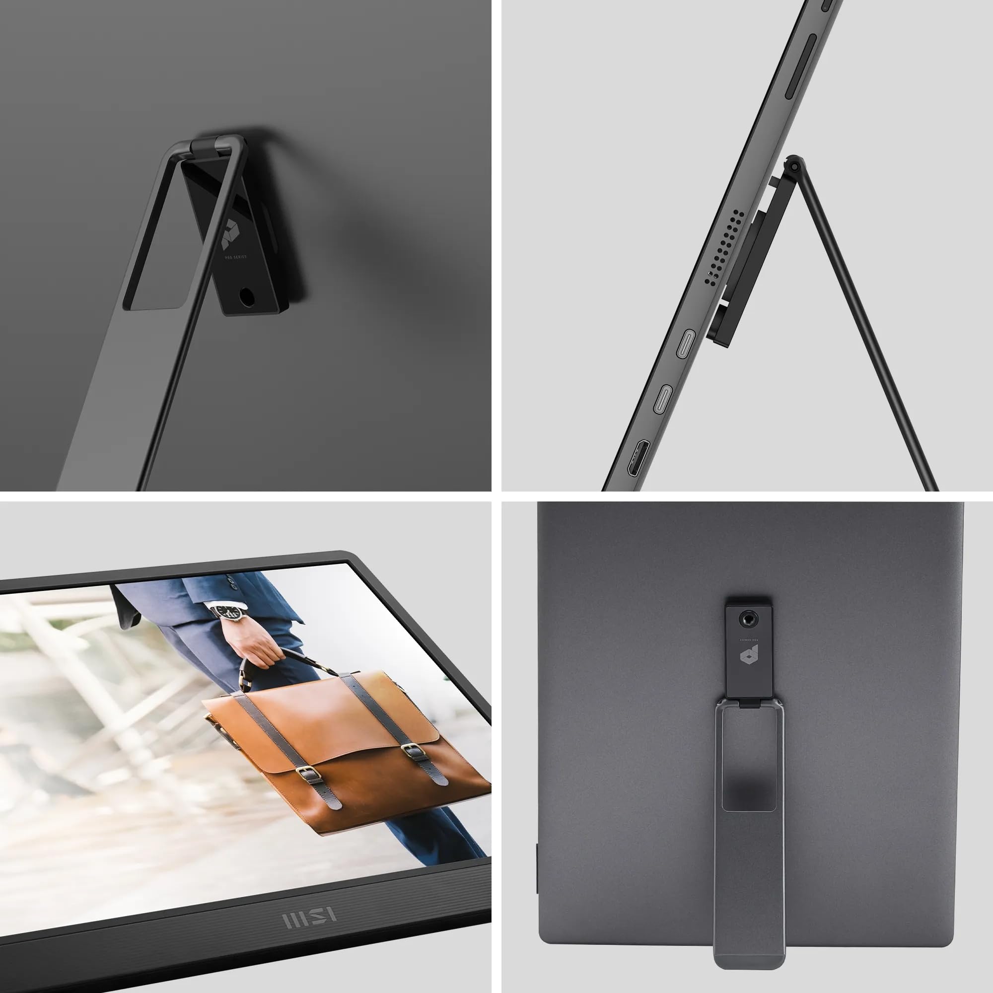 MSI PRO MP161 E2 15.6 Inch Full HD Portable Monitor - 1920 x 1080 IPS Panel, 60Hz, Eye-Friendly Screen (PC, Laptop, Mobile), Speakers, Enhanced Chassis & Kickstand - Mini-HDMI 2.0b, 2 x USB Type-C