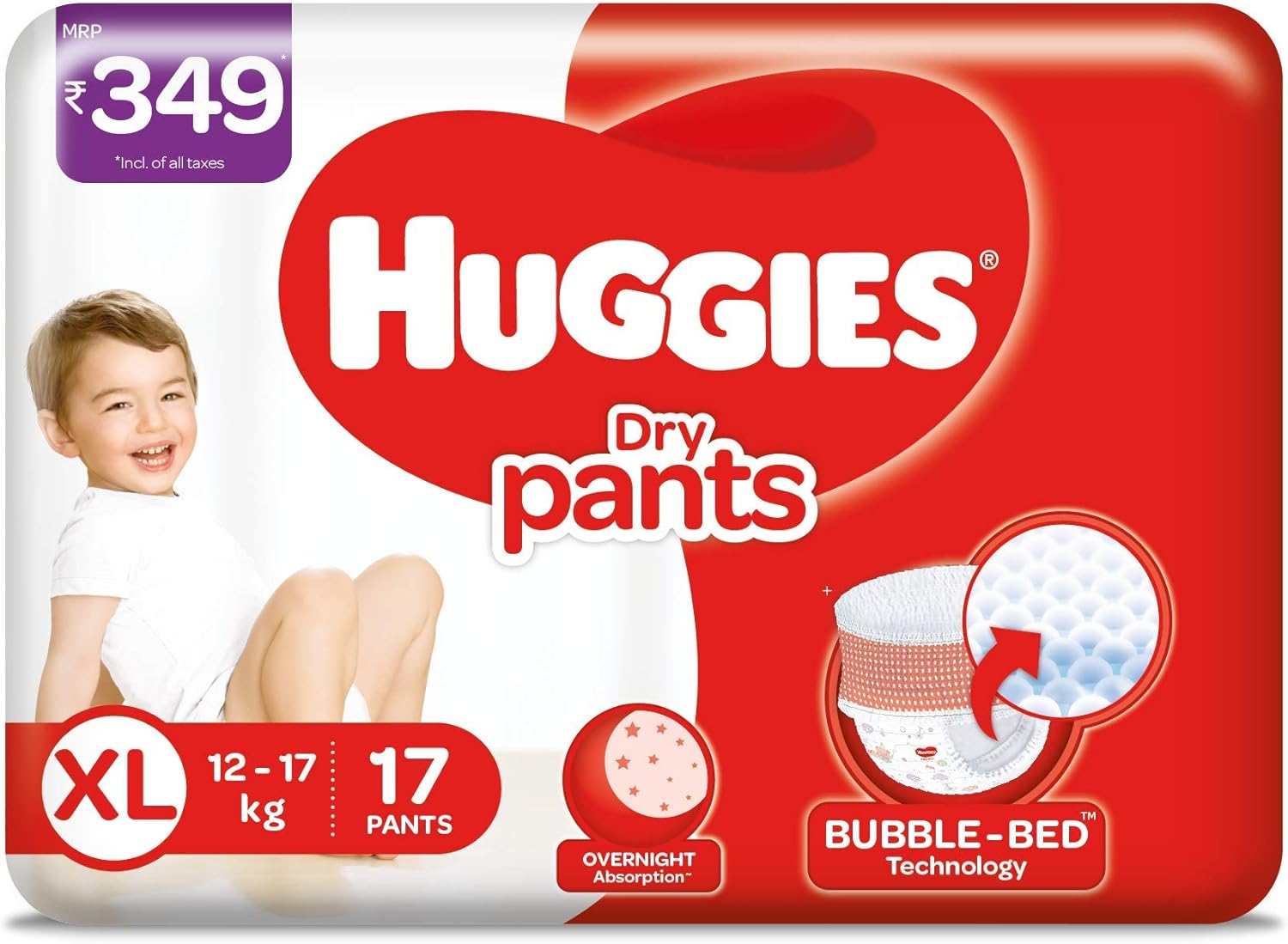 Buy Huggies Dry Pants, Extra Large (XL) Size Baby Diaper Pants(L), 17 count, with Bubble Bed