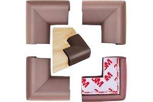 WEPOL 4 PK Corner Protector Baby Coffee Brown, Coffee Table Soft Corner Protectors, Baby proofing Corner Guards, Furniture Corner & Edge Safety Bumpers, Rubber Foam 3M Adhesive Pre-Taped