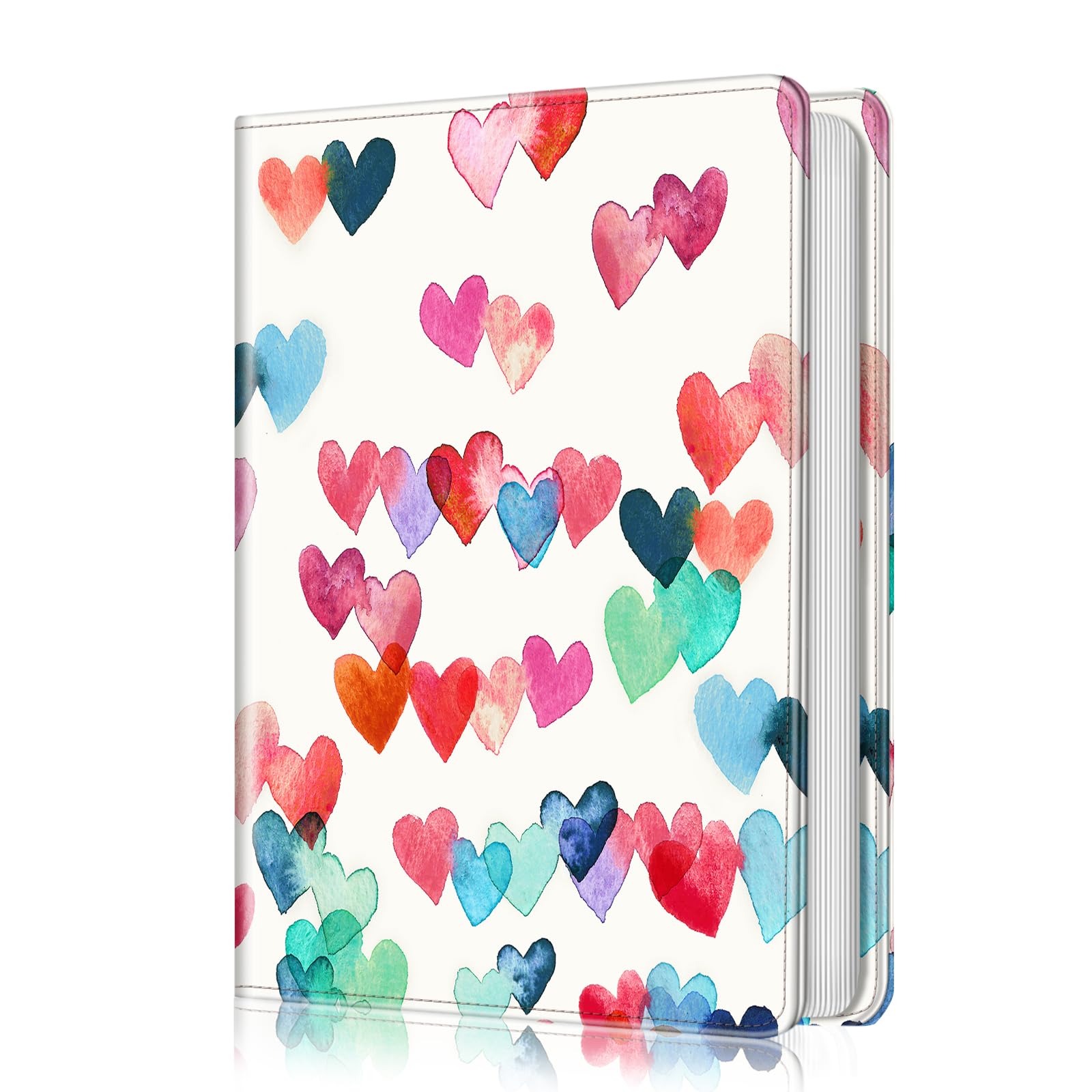 Fintie Photo Album 4x6 Photos - 112 Photos Premium Vegan Leather Cover with Snap Fastener, Portable Wallet Photo Albums (Raining Hearts)