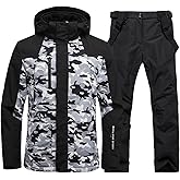 YEEFINE Men's Ski Suit Winter Snowsuit Waterproof Windproof Ski Jacket and Pants Set Insulated Snowboarding Suit