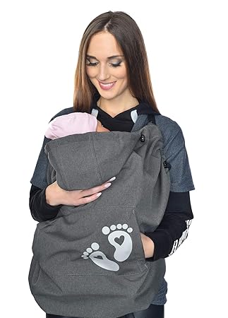 MijaCulture Softshell Tragecover, Universal Bezug für Baby Carrier Tragetücher Cape 4113 (Graphite/Baby 2)