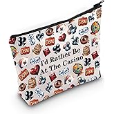 JXGZSO Gambler Gift I'd Rather Be At The Casino Makeup Bag Lucky Dice Pouch Bag Casino Lover Gift (Casino Bag)