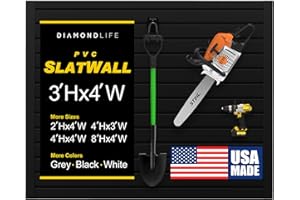 DLDIRECT 36" X 48" - Slatwall Panel Garage Organizer: Heavy Duty Wall Mounted PVC Rack, Interlocking Slat Paneling for Garage Storage, Slotwall Board, Shelves System