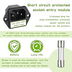 EPLZON AC 250V 10A 2 in 1 Mount Inlet Module Plug
