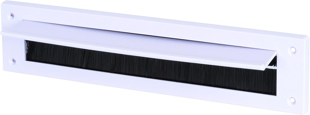 White PVC Internal Letter Box Draught Excluder Cover with Brushes &