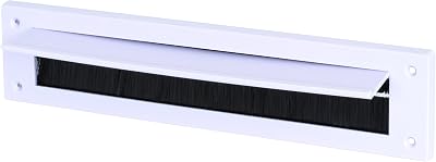 White PVC Internal Letter Box Draught Excluder Cover with Brushes &