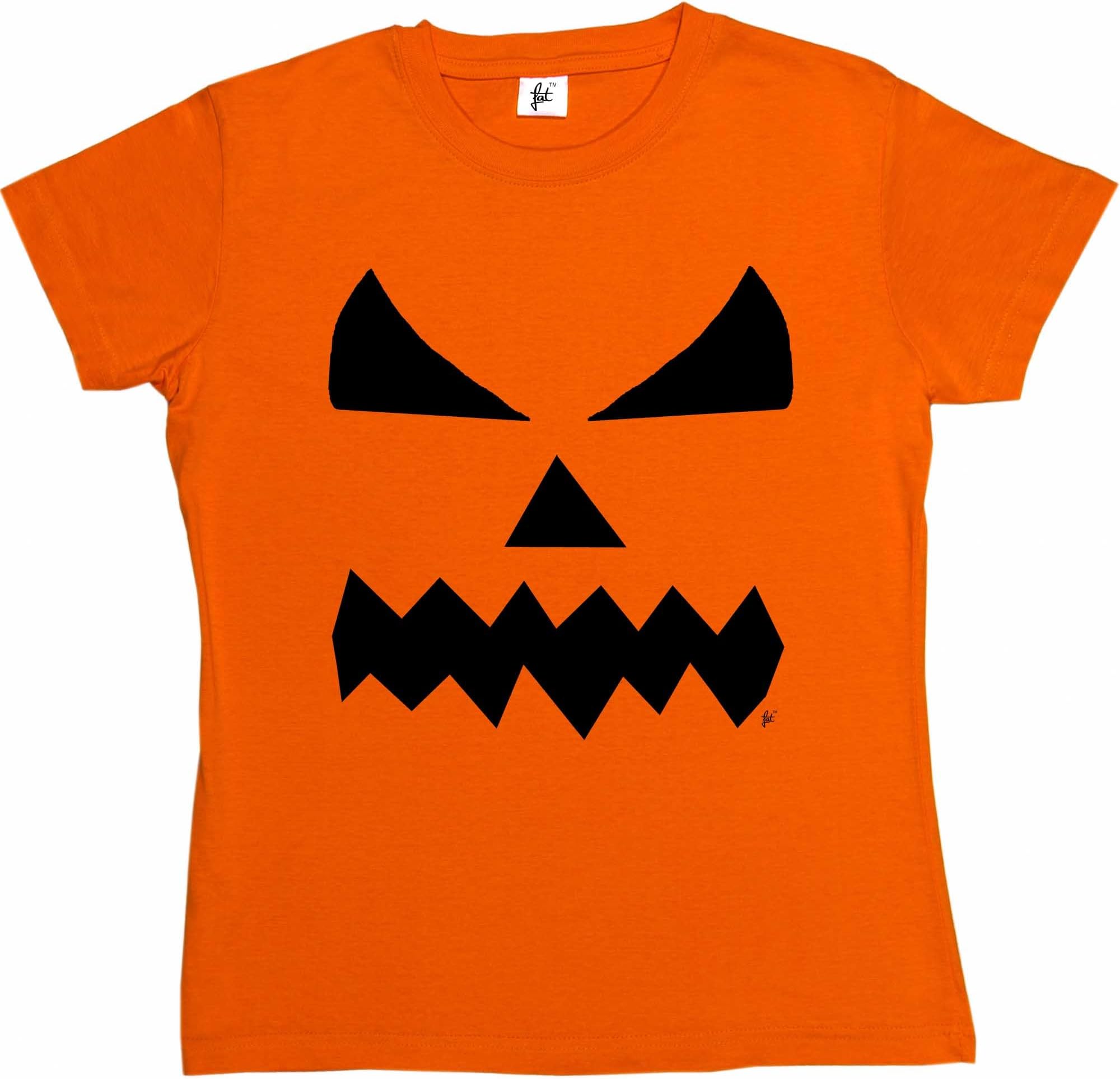 Fancy A Snuggle Halloween Pumpkin Monster Scary Face Eyes Mouth Womens T-Shirt