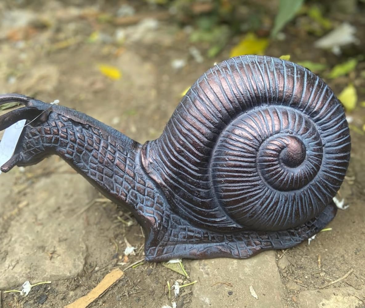 Charming Giant Garden Snail Garden Ornament Sculpture in an Antique Bronze Finish - Ideal for Gardens, Conservatories or Indoors